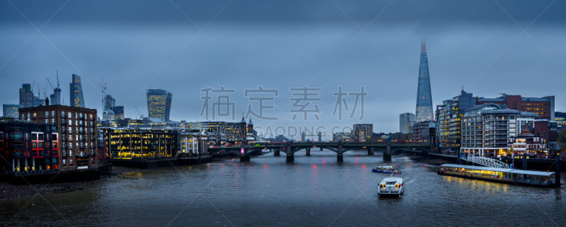 泰晤士河,都市风景,千年桥,西,看,水平画幅,无人,全景,城市天际线,英格兰