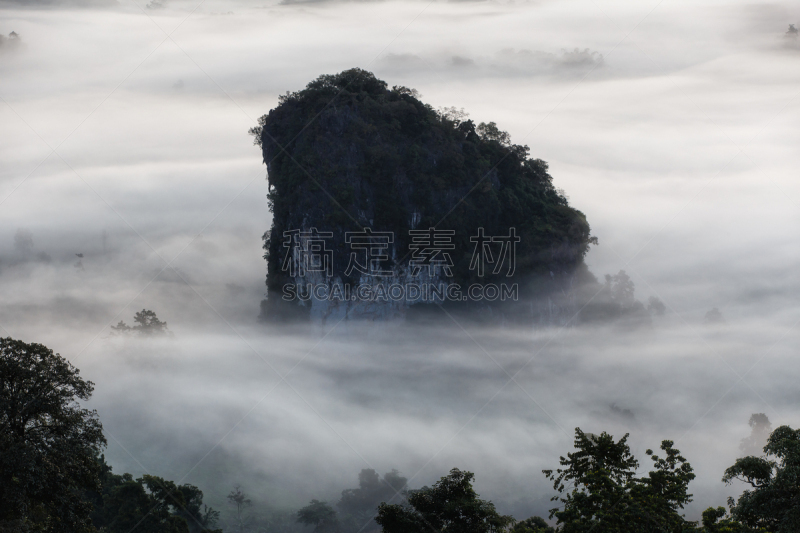 国家公园,帕夭府,玛雅文明,烟雾,天空,水平画幅,山,无人,早晨,夏天