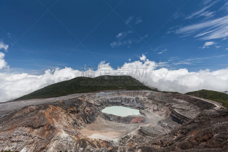 波阿斯火山,哥斯达黎加,国际野生物保护公园,火山喷口,火山口,熔岩,已灭绝生物,水,天空,气候