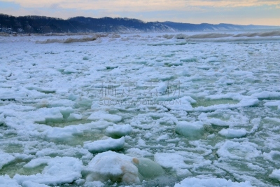密歇根湖,冻结的,地平线,椭圆形,水平画幅,雪,无人,户外,湖,北美