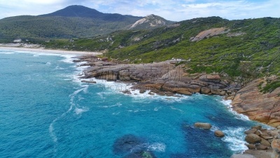 海滩,风景,岩石海岸线,水平画幅,无人,蓝色,维多利亚,维多利亚州,户外,无人机