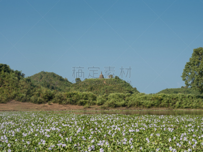 廟吁,缅甸,宝塔,山,自然,地形,天空,灵性,水平画幅,无人