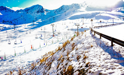安道尔,卡莎隘口,山景城,度假胜地,温度,水平画幅,山,雪,无人