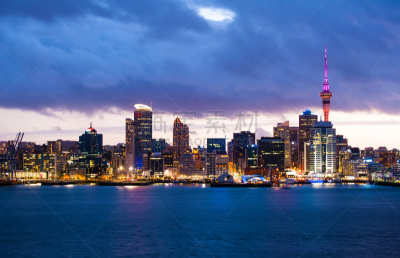奥克兰,城市天际线,waitemata harbour,德文波特,水平画幅,夜晚,无人,户外,都市风景,著名景点