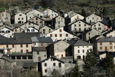 Mountain village of Mijanès in Donezan, Midi-Pyrenees in south of France France
