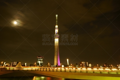 天空,river sumida,夜晚,建筑结构,东京,冬天,图像,路灯,无人,雾