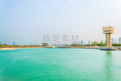都市风景,绿色,科威特,爱达荷公园岛,填海造地,环境保护,公园,波斯湾,池塘,园林