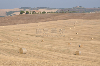 山,托斯卡纳区,农作物,选择对焦,修改系列,天空,美,干草,水平画幅,别墅