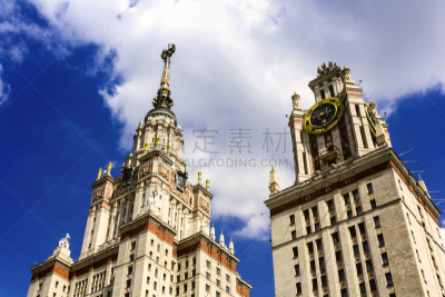 天空,莫斯科,建筑业,大学,州,蓝色,美因河,摄像机拍摄角度,背景,低视角