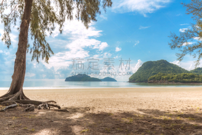 早晨,海滩,风景,巴蜀,松木,岛,海洋,波浪,泰国,宁静