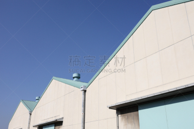 仓库,建筑外部,天空,建筑物特征,水平画幅,器材箱,工作场所,配送中心,无人,蓝色