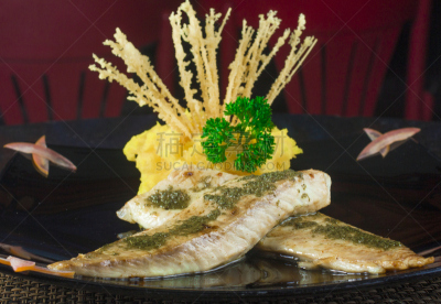 罗非鱼,凉拌卷心菜,餐具,水平画幅,无人,膳食,精制土豆,海产,特写,肉