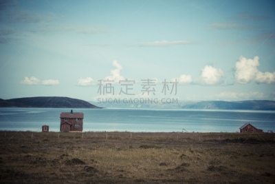 瓦登海.,地形,挪威,房屋,四只动物,白令海,水,水平画幅,无人,2015年
