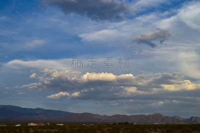 莫哈韦沙漠,美国,云,山脉,城镇,赫鲁普,内华达州,在上面,自然,天空