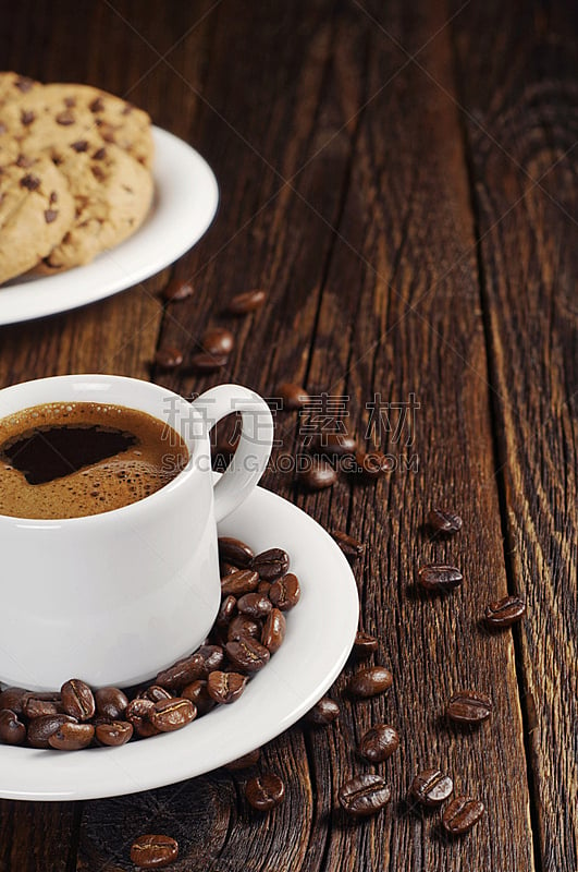 咖啡,饼干,甜食,黑咖啡,垂直画幅,烤咖啡豆,褐色,无人,古老的,蛋糕