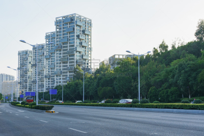 现代,路,背景,建筑外部,高峰时间,办公室,天空,未来,水平画幅,无人