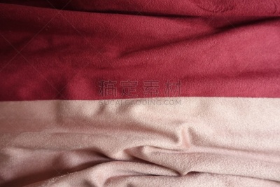 人造的,纺织品,羊皮,红色,粉色,垂坠,折叠的,水平画幅,无人,特写