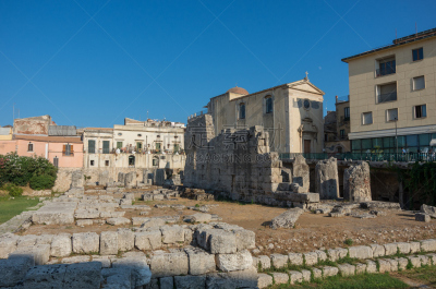 Ruins of Temple of Apollo in Syracuse, (Siracusa) Sicily.