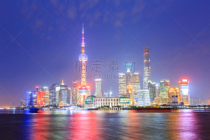 夜晚,现代,上海,城市天际线,背景聚焦,都市风光,自然美,水,天空,水平画幅