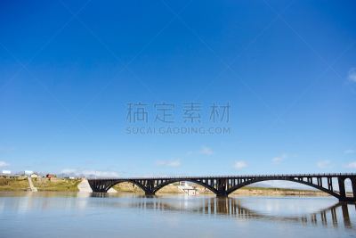 黄河,桥,水,天空,水平画幅,建筑,蓝色,拱门,户外,甘肃省