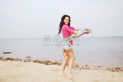 自由,水,天空,美,水平画幅,沙子,美人,旅行者,夏天,户外