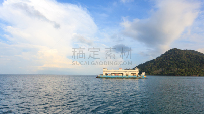 昌岛,泰国,渡轮,桐艾府,通勤者,水平画幅,海港,邮轮,夏天,户外