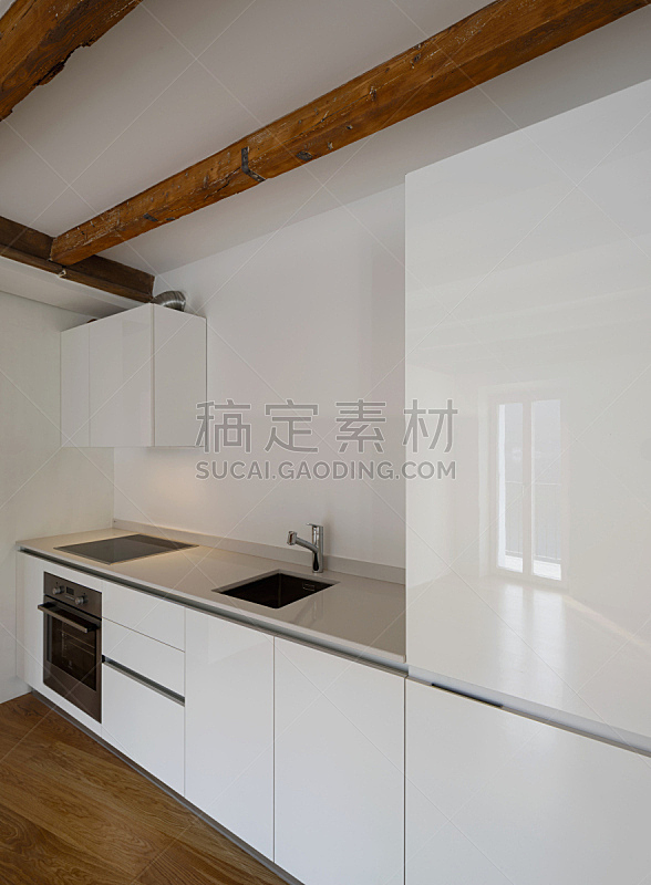 公寓,极简构图,厨房,垂直画幅,无人,木材,干净,现代,开着的,空的