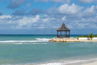 凉棚,加勒比海地区,海滩,岛,华贵,热带气候,婚礼,绿松石色,水鸭,夏天