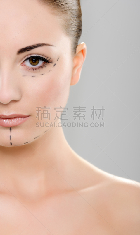 完美,面部拉皮 ,淡褐色眼睛,整形手术,垂直画幅,彩妆,衰老过程,化妆用品,图像,仅成年人