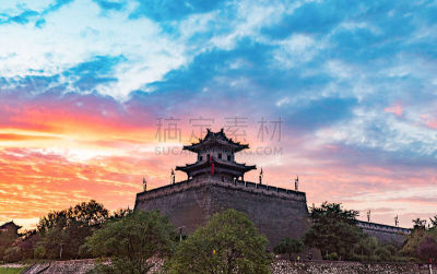 西安,空的路,夜生活,砖墙,宏伟,大门,灯笼,塔,砖,河流