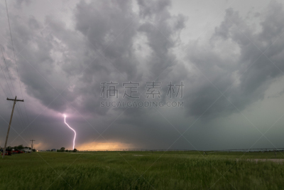 云,内布拉斯加,平原,陆地,雷雨,危险,认真的,在上面,闪电,制造
