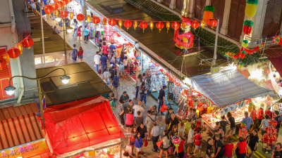 新加坡市,春节,乘客,夜晚,忙碌,旅行者,夜市,都市风景,新年,新年前夕