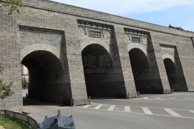 大同,旅游目的地,水平画幅,墙,无人,长城,古城,了望塔,山西省,巨人拱门