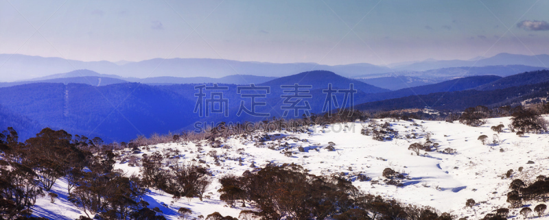 山,显微图片,尤加利桉树,天空,度假胜地,新南威尔士,水平画幅,雪,无人,滑雪坡