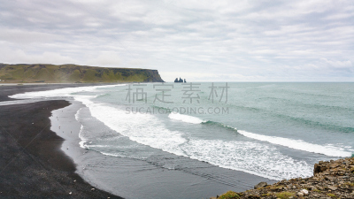 冰岛国,海滩,水,水平画幅,高视角,沙子,无人,九月,火山地形,大西洋