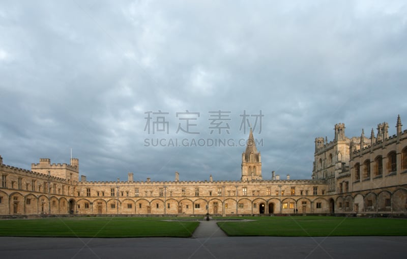 英国,基督教会学院,牛津大学,国际著名景点,牛津,草坪,黄昏,英格兰,著名景点,河流