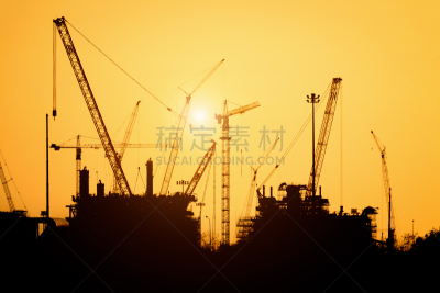 建筑工地,钻井平台支持船,石油化工厂,炼油厂,脚手架,水平画幅,工厂,金属,起重机,泰国