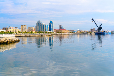 巴库,阿塞拜疆,都市风景,城市,里海,伦敦白城,新市政厅,复杂性,河堤,新的