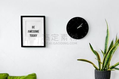 墙,钟,白色,相框,植物群,字母,灵感,水平画幅,玻璃,乡村风格