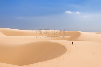 越南,沙丘,男人,寂寞,沙漠,母球,平顺省,天空,水平画幅,山