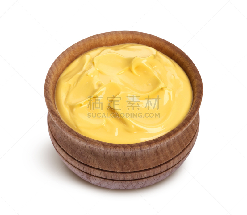 碗,白色背景,分离着色,奶酪酱,留白,奶制品,酱油壶,水平画幅,无人,奶泡