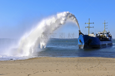 挖泥船,法国,水,天空,暴风雨,水平画幅,沙子,工业船,泥土,户外