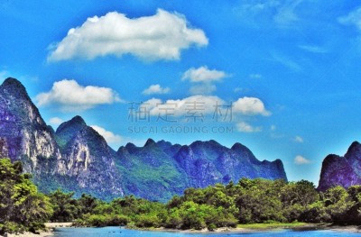漓江,云景,乘船游,桂林山水,喀斯特,旅游目的地,水平画幅,地形,无人,户外
