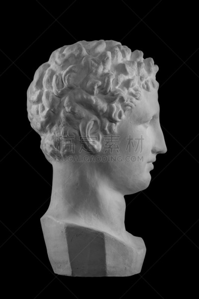 White plaster bust sculpture portrait of the men Hermes