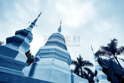 寺庙,西双版纳,水平画幅,传统,旅行者,户外,佛塔,白色,明星