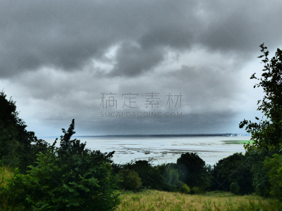 法国,索姆,海湾,毕加底,水平画幅,无人,英吉利海峡,户外,云景,海洋
