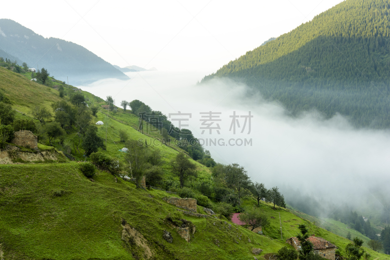 雾,山,小溪,土耳其黑海沿岸,乘车穿过,高原,安纳托利亚,天堂,天空,暴风雨