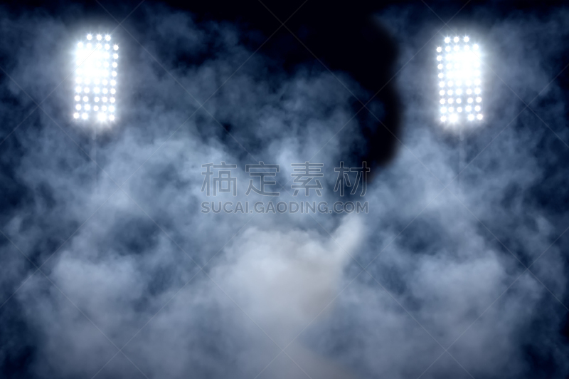 stadium lights and smoke