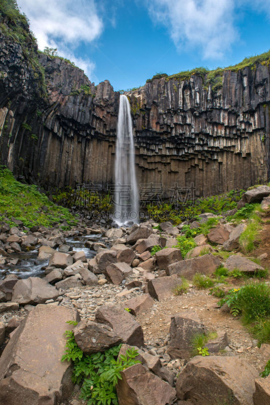 冰岛国,svartifoss waterfall,玄武岩山丘,史卡法特,国内著名景点,环境保护,公园,瀑布,岩石,2015年