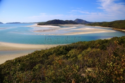 白天堂海滩,艾利海滩,圣灵群岛,双体船,水平画幅,无人,澳大利亚,摄影,航海